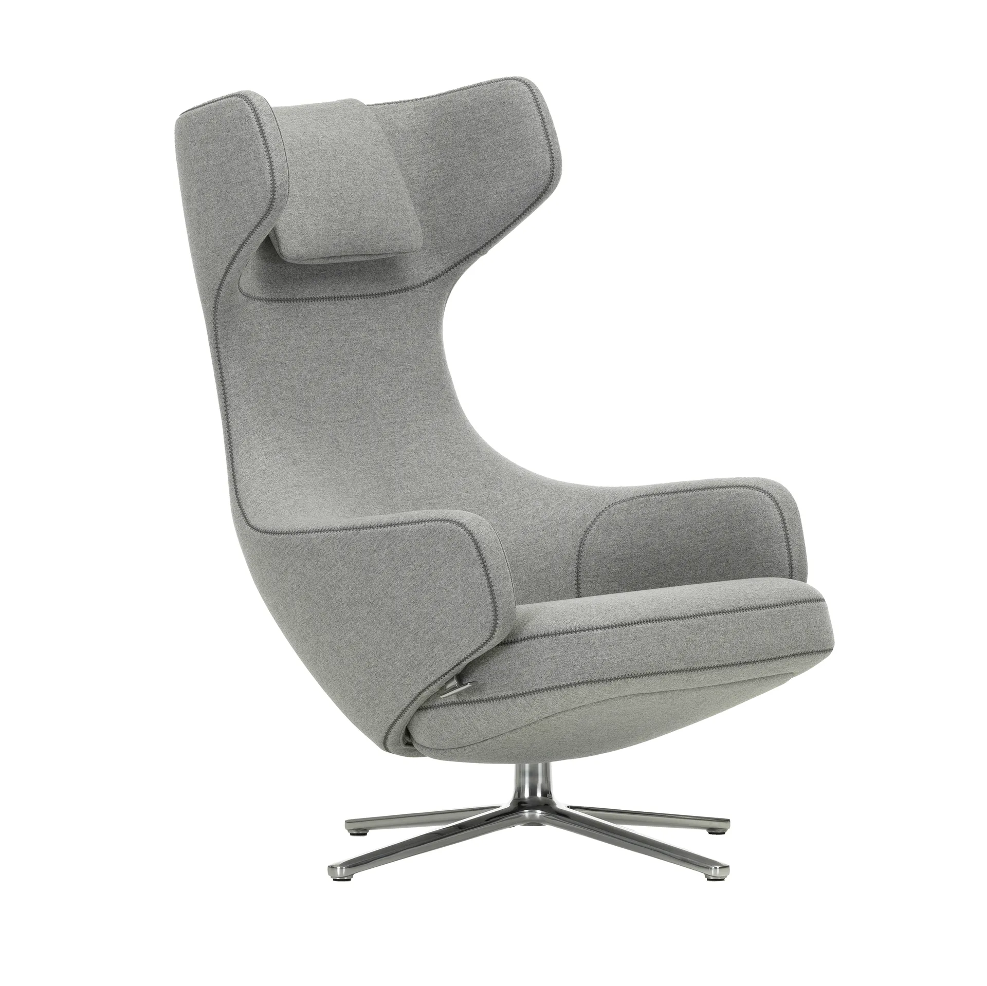 Grand repos fåtölj aluminiumstativ, Cosy 2 pebble grey Vitra
