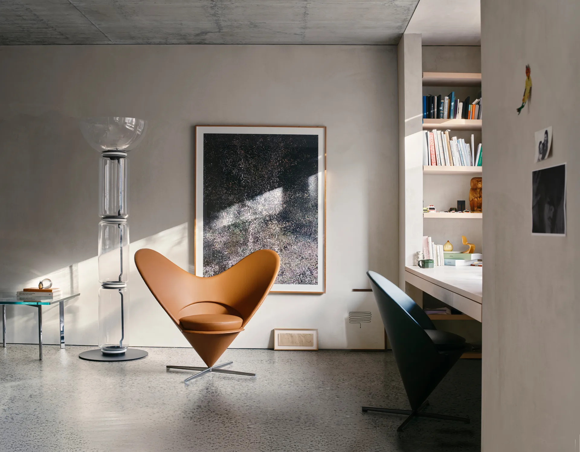 Heart Cone Chair fåtölj, Cento dark red melange-rostfritt stål Vitra