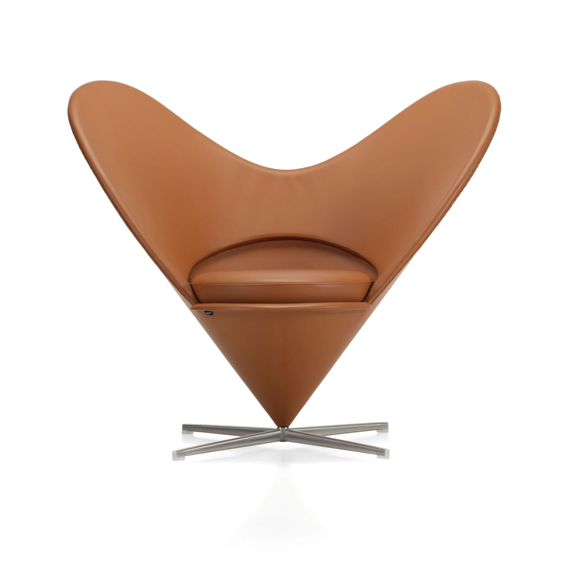 Heart Cone Chair fåtölj, Leather premium F cognac-rostfritt stål Vitra
