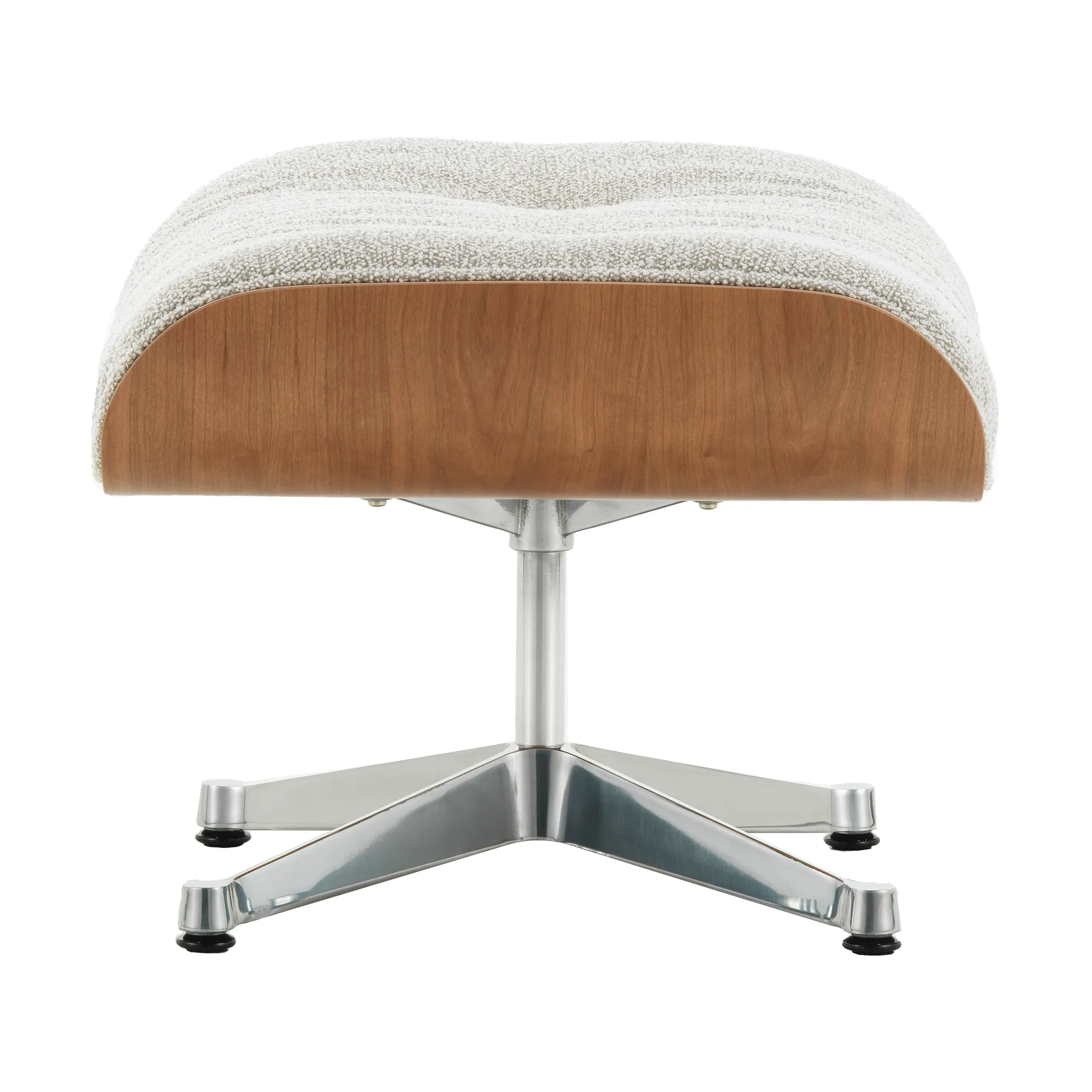 Lounge Chair Ottoman fotpall tyg polerat krom, Cream/sand-american cherry Vitra