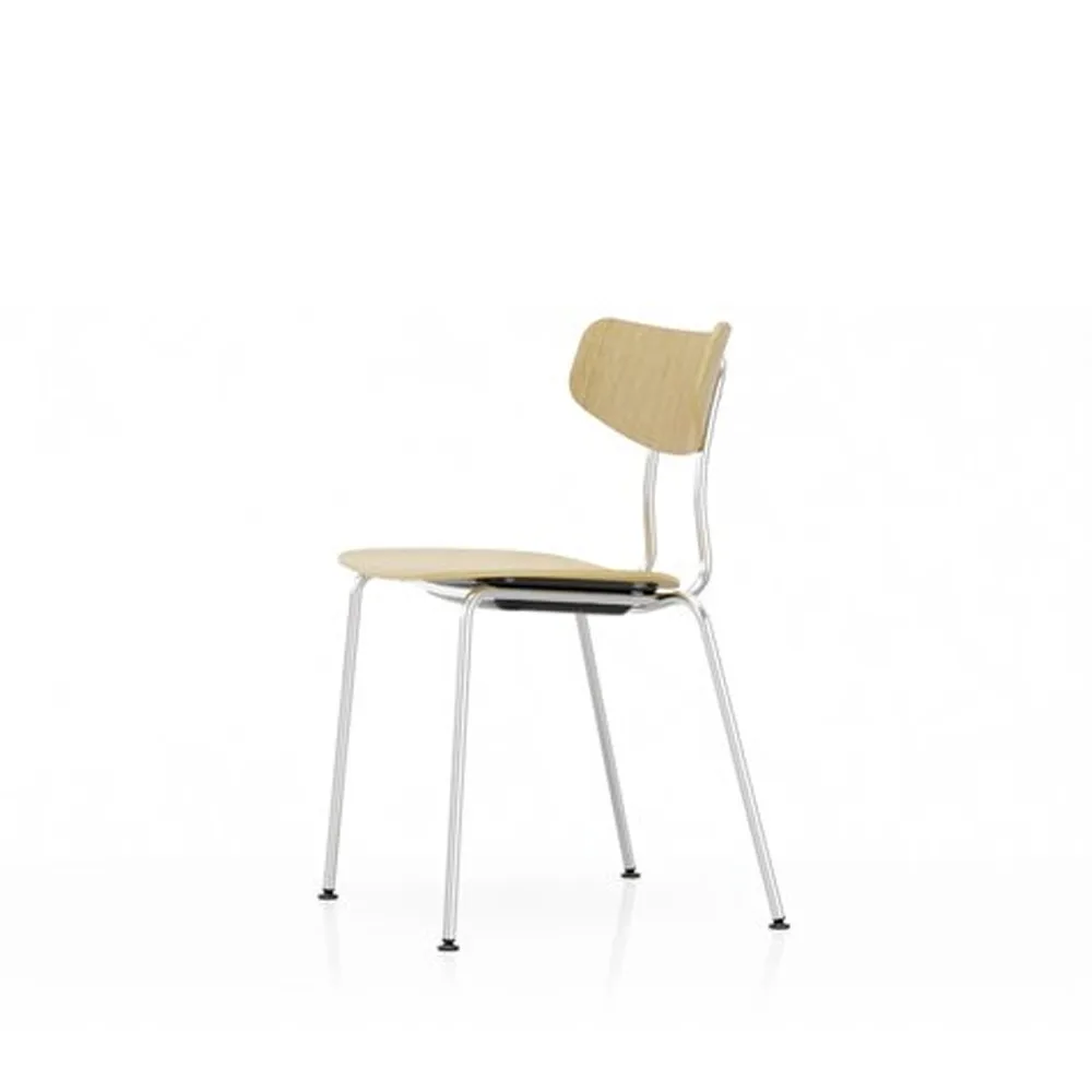 Moca stol, Natural oak-Chrome Vitra