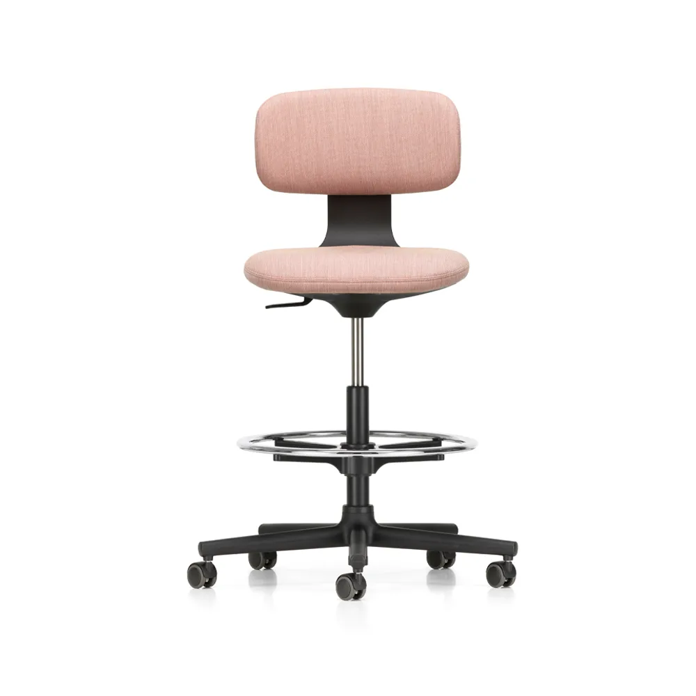 Rookie high deep black kontorsstol, Tress pale rose melange Vitra