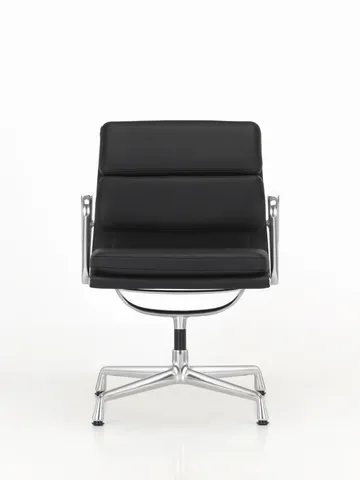 Soft Pad Chair EA 208 classic height polerat krom - Läder L50 Nero (filttassar) - Vitra