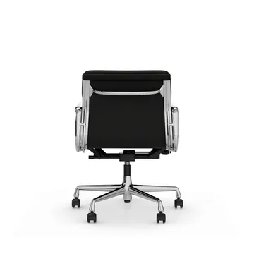 Soft Pad Chair EA 217 polerat kromstativ - Läder premium F L50 Nero - Vitra