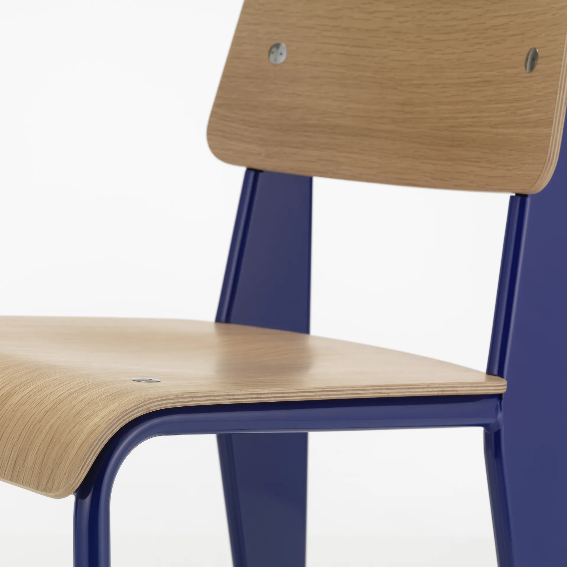 Standard stol, ek natur, prouvé bleu marcoule stativ Vitra