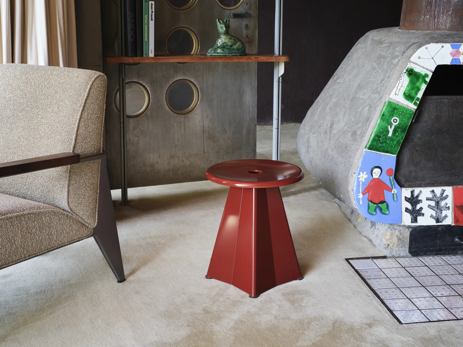 Tabouret Métallique pall, Japanese red (röd) Vitra