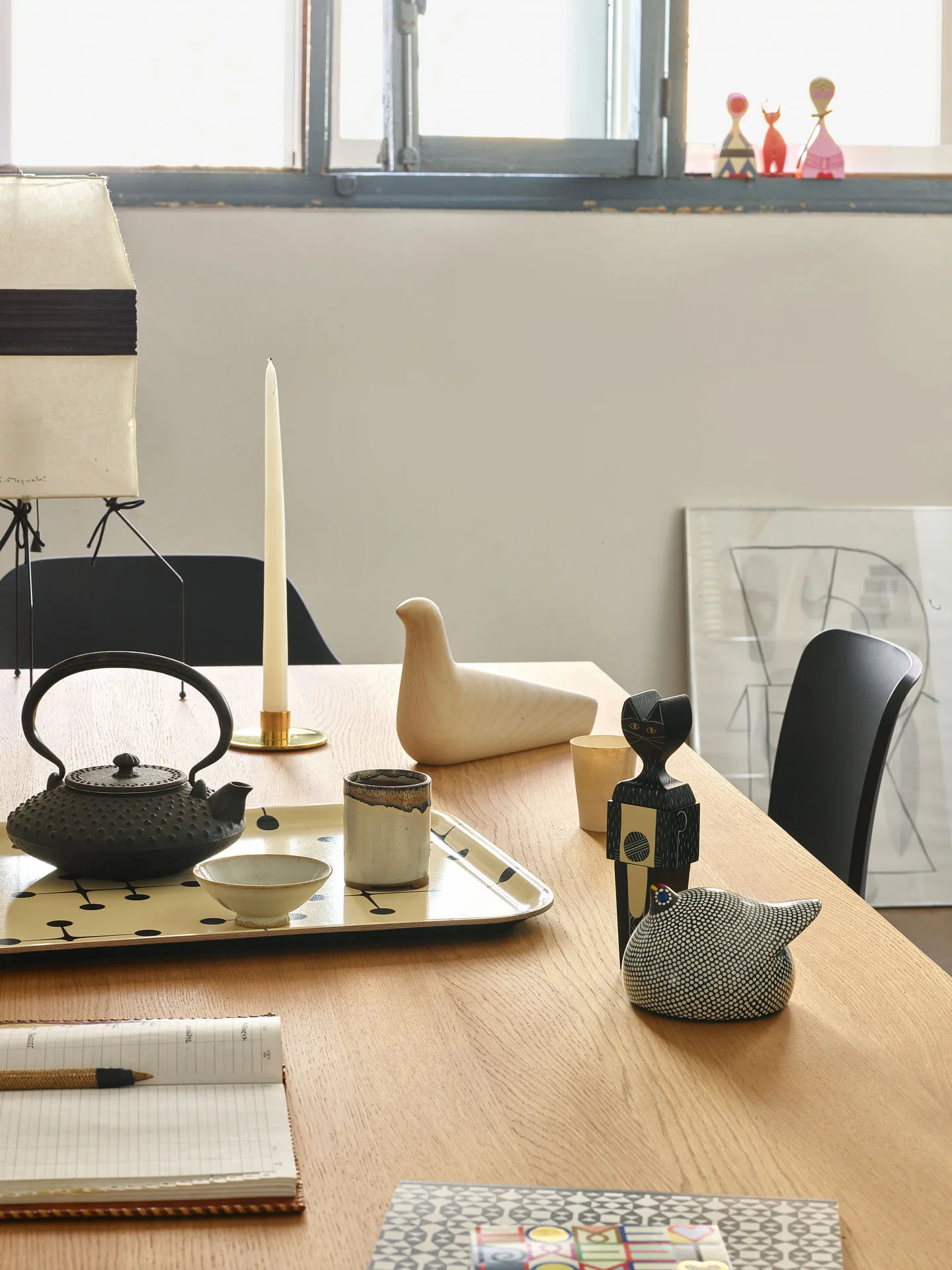Wooden Dolls, Svart/vit, cat, small Vitra