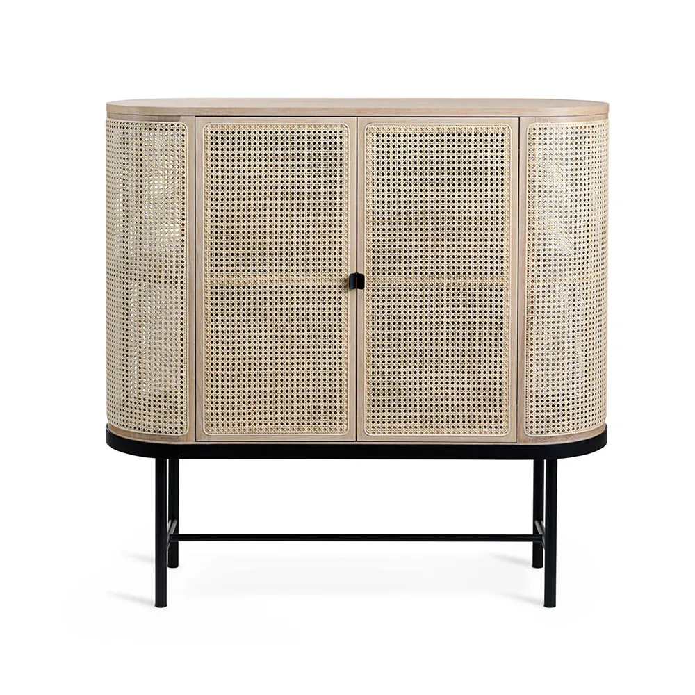 Be My Guest sideboard, rotting, vitoljad ek, svart stålstativ Warm Nordic