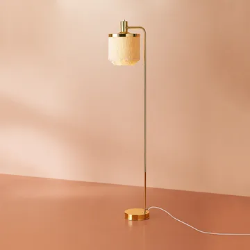 Fringe golvlampa - cream white, mässingspläterat stål - Warm Nordic