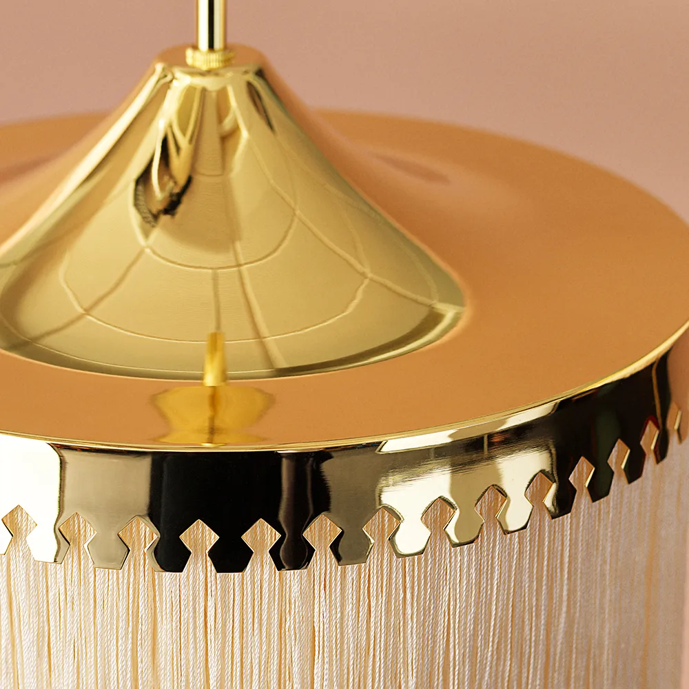 Fringe pendel, cream white, liten Warm Nordic