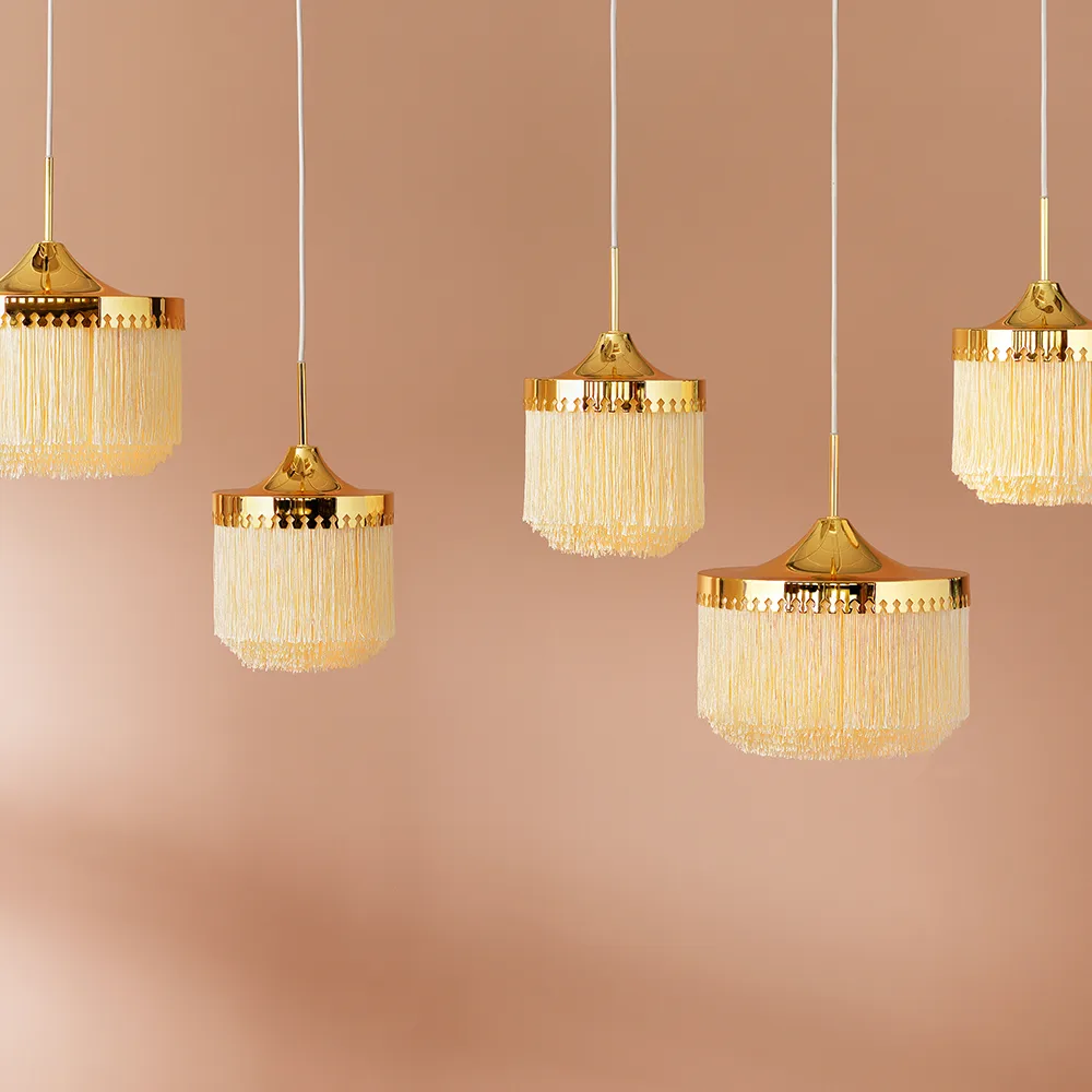 Fringe pendel, cream white, liten Warm Nordic