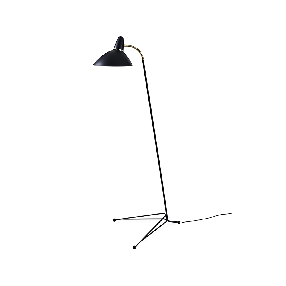Lightsome golvlampa, black noir, mässingdetalj Warm Nordic