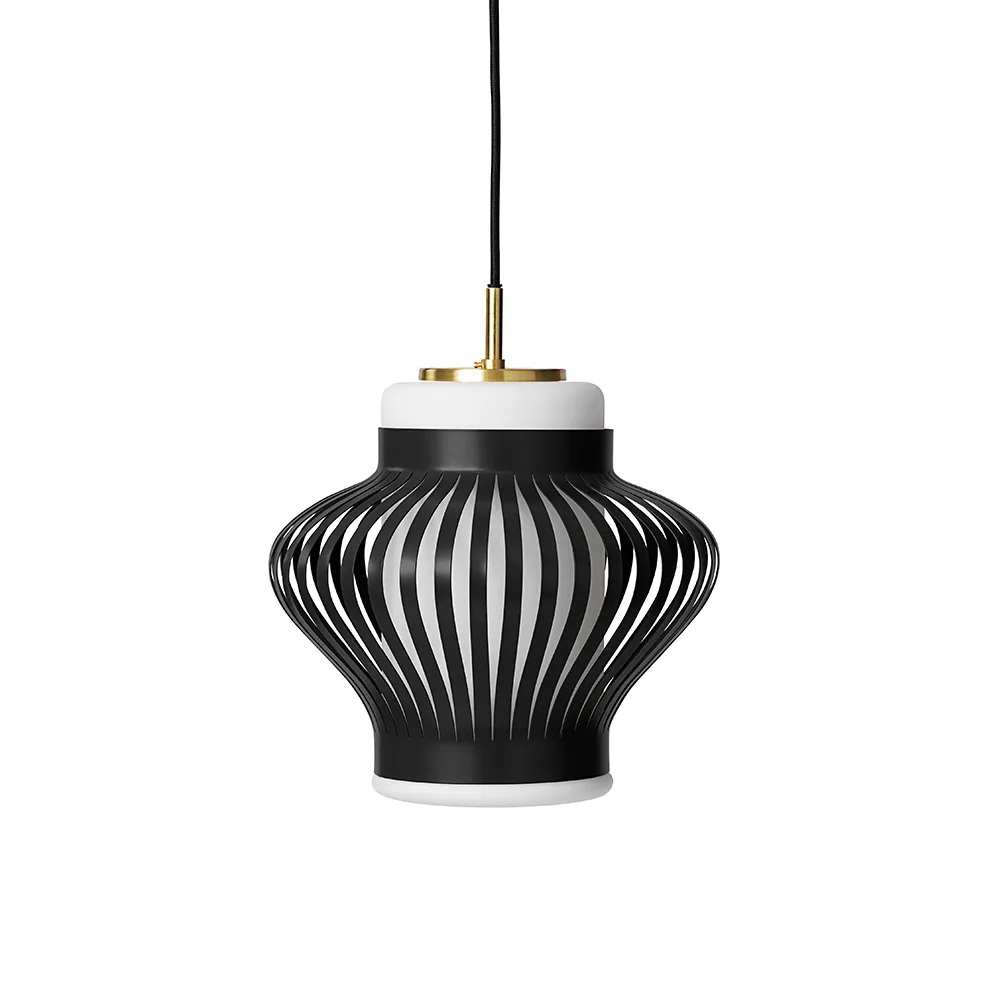 Opal Lamella pendel, black noir, sandblästrad opal Warm Nordic