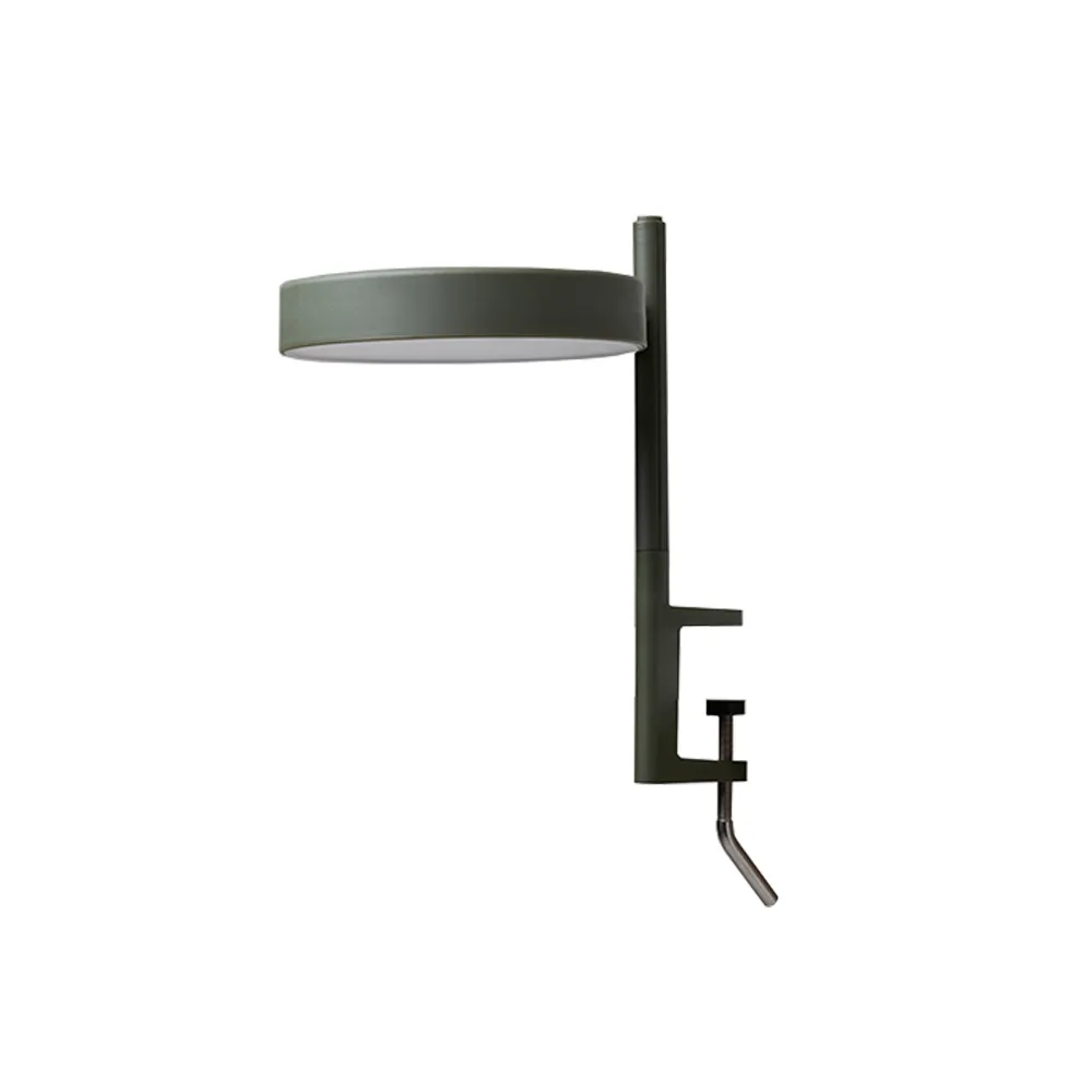 w182 Pastille c1 bordslampa, olive green, kort arm, klämfäste Wastberg+