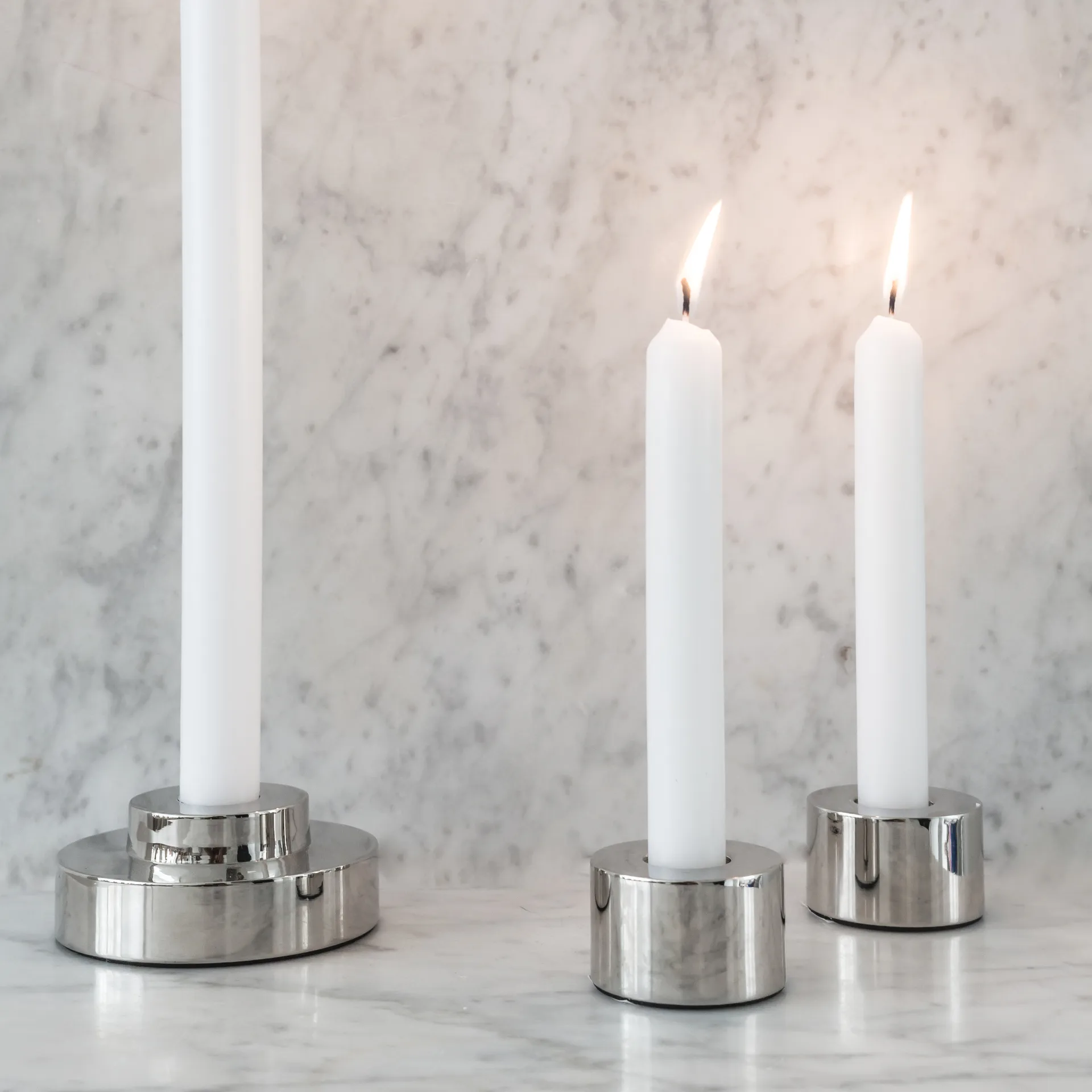 Helix ljusstake 2-pack, Blank krom Watt & Veke