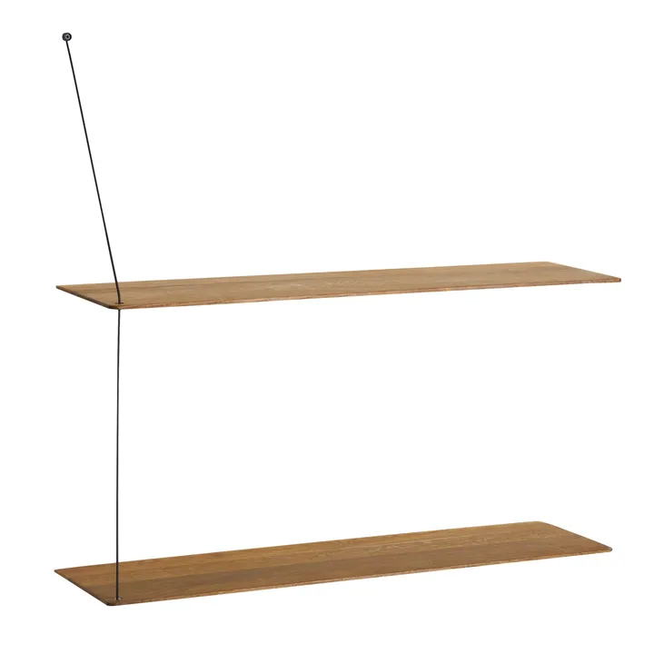 Stedge hylla - Rökt ek-svart, 80 cm, 2 hyllplan - Woud