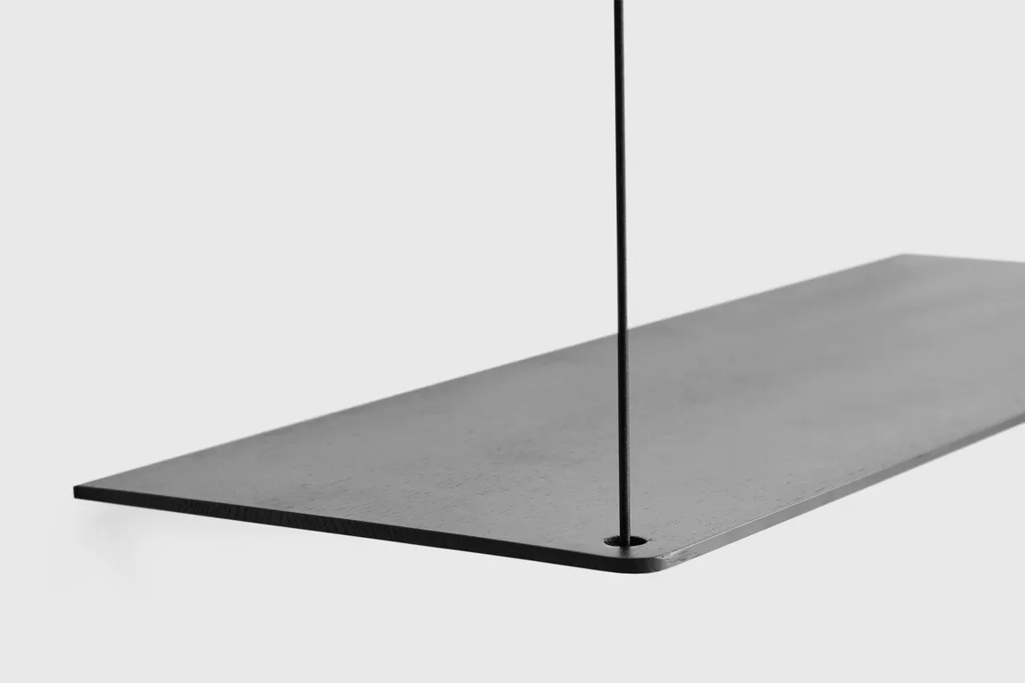 Stedge hylla, Svart ek, 80 cm, 2 hyllplan Woud