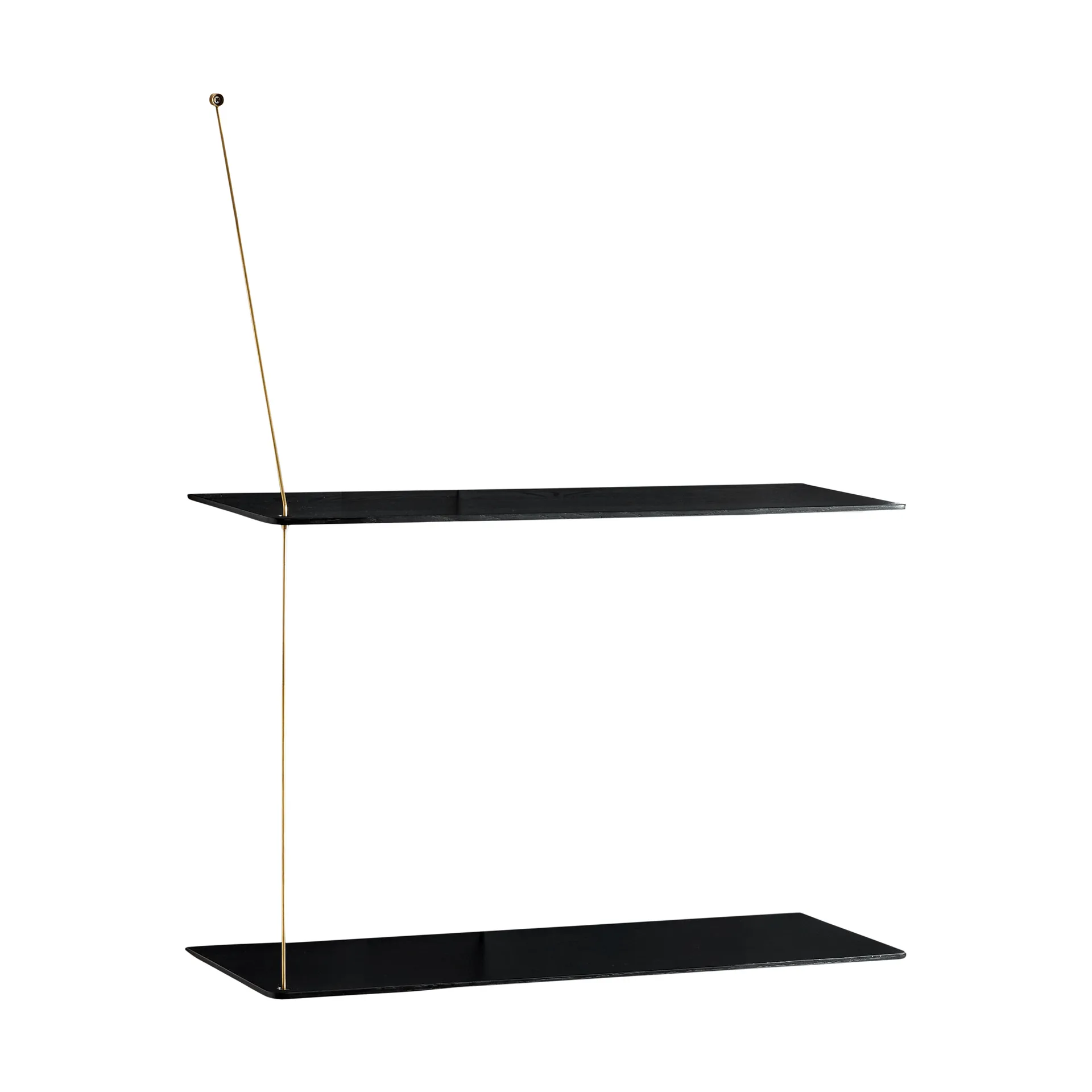Stedge hylla, Svart ek-mässing, 60 cm, 2 hyllplan Woud