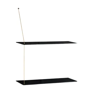 Stedge hylla - Svart ek-mässing, 60 cm, 2 hyllplan - Woud
