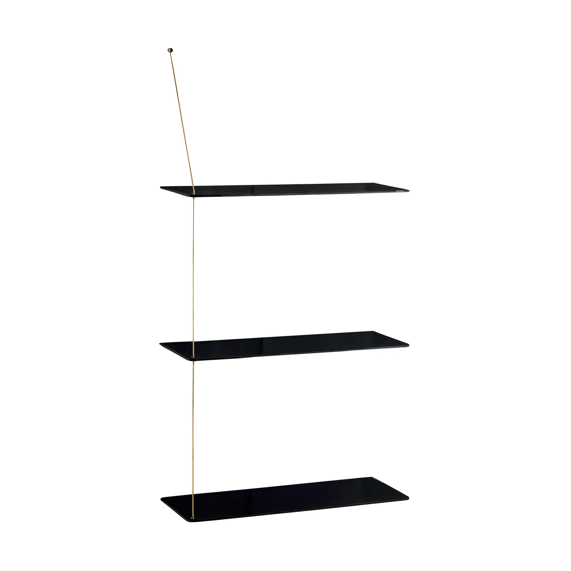 Stedge hylla, Svart ek-mässing, 60 cm, 3 hyllplan Woud