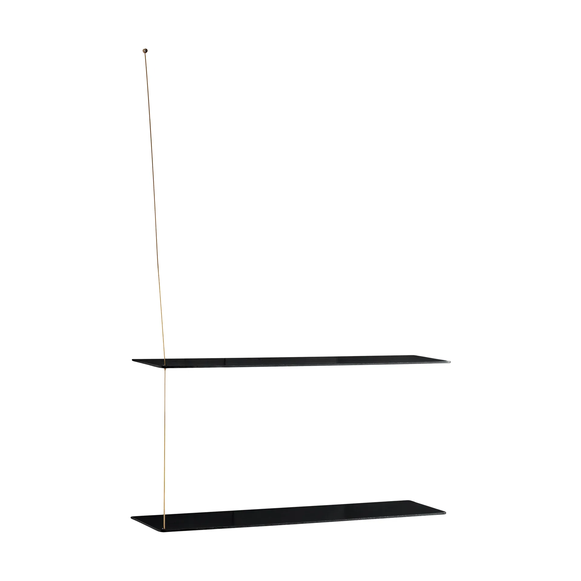 Stedge hylla, Svart ek-mässing, 80 cm, 2 hyllplan Woud