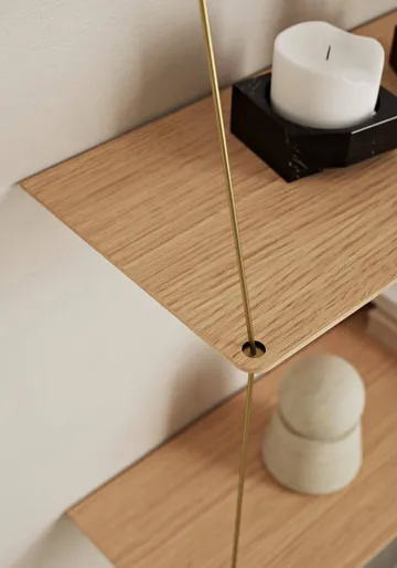 Stedge hylla - Vitpig. ek-mässing, 80 cm, 3 hyllplan - Woud