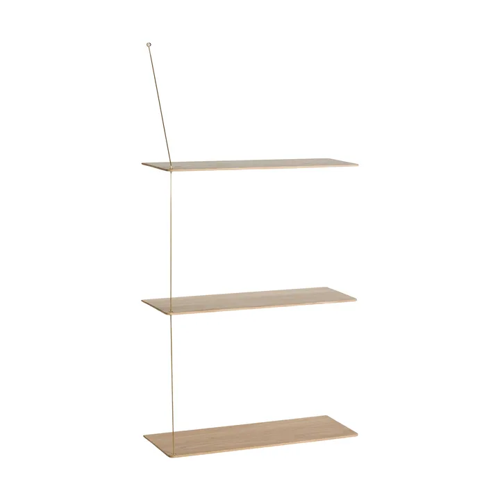 Stedge hylla - Vitpigmenterad ek-mässing, 60 cm, 3 hyllplan - Woud