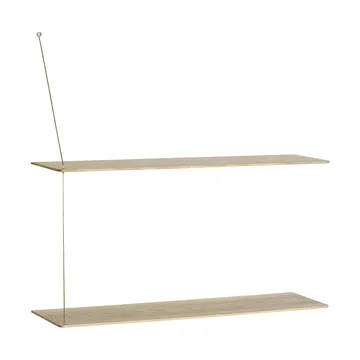 Stedge hylla - Vitpigmenterad ek-mässing, 80 cm, 2 hyllplan - Woud