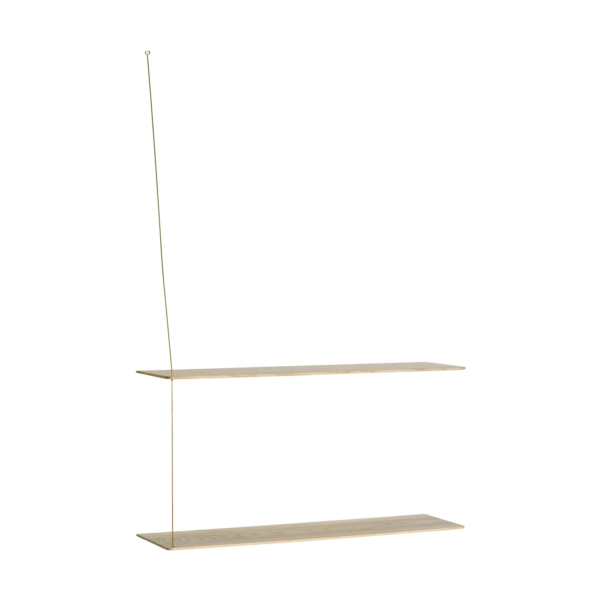 Stedge hylla, Vitpigmenterad ek-mässing, 80 cm, 2 hyllplan Woud