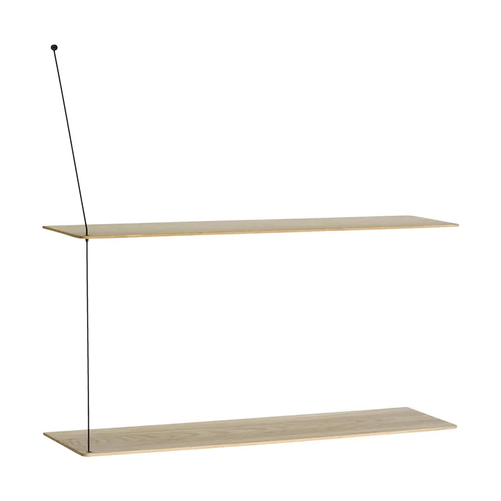 Stedge hylla - Vitpigmenterad ek-svart, 80 cm, 2 hyllplan - Woud