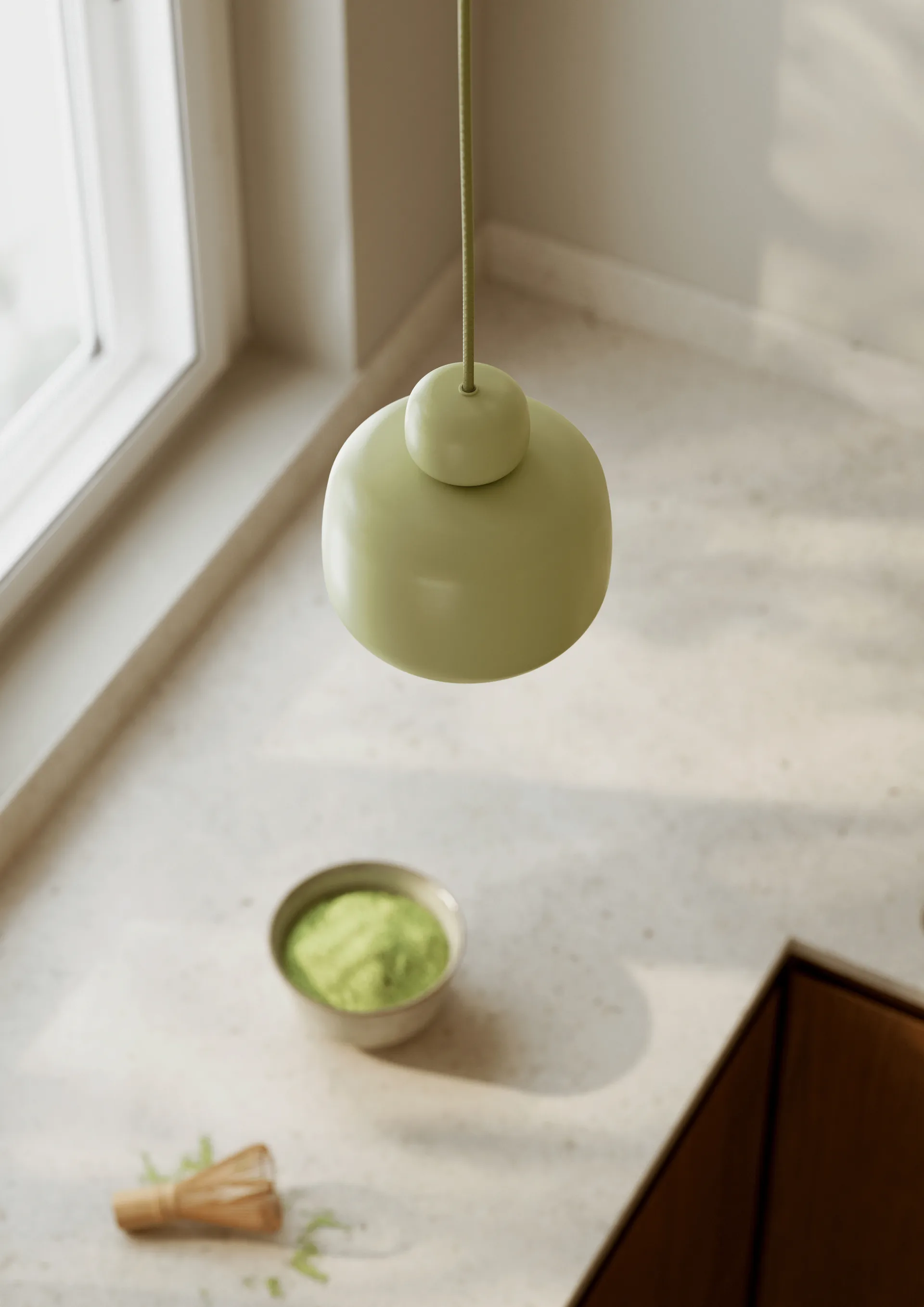 Stone pendel opalglas, Matcha green Woud