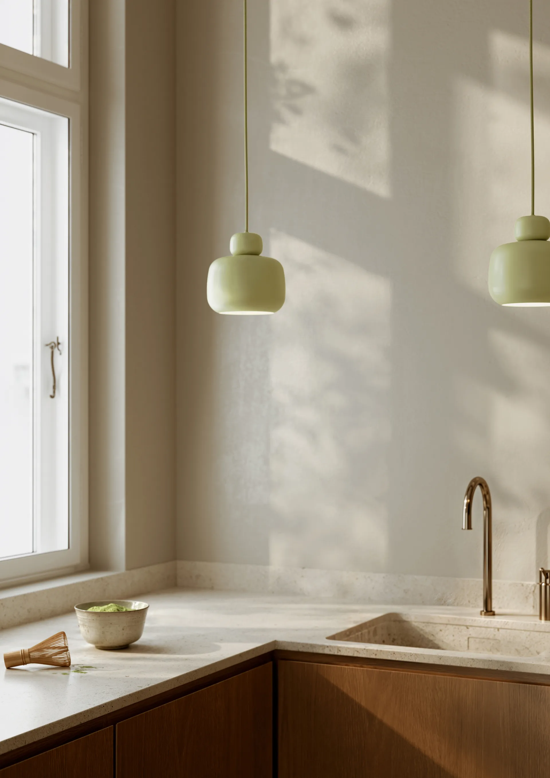 Stone pendel opalglas, Matcha green Woud