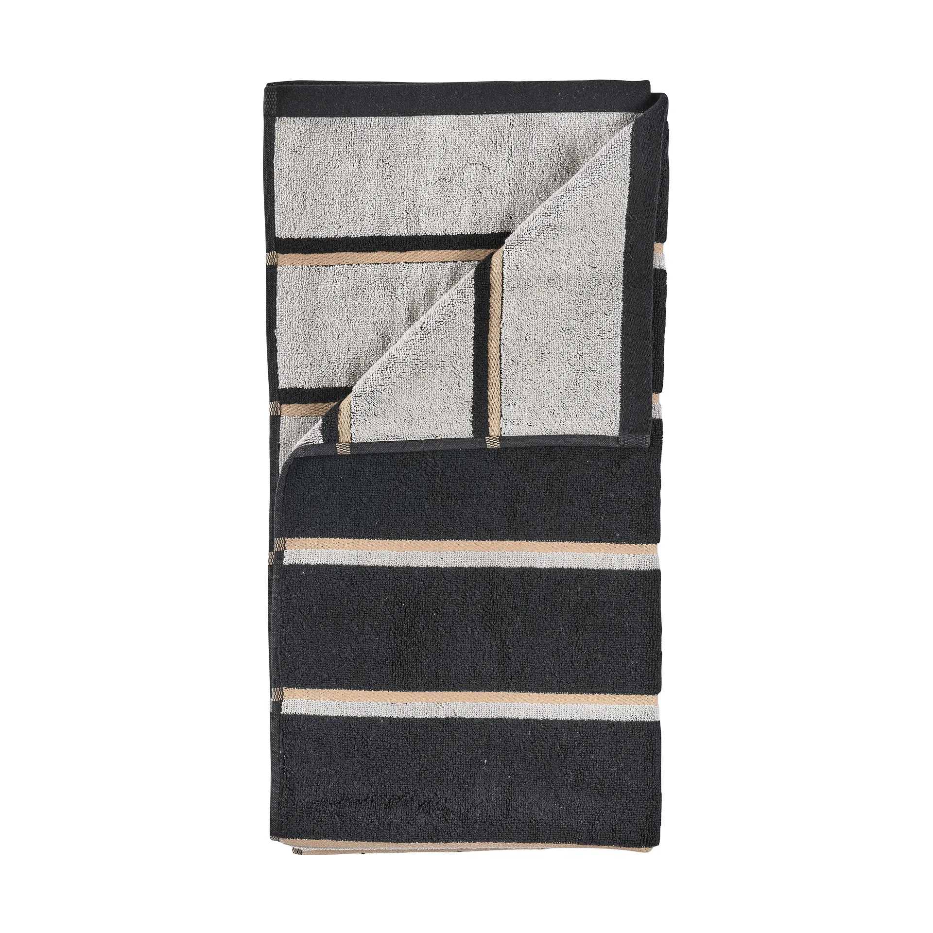 Sauna Handduk, Black-soft grey-camel, 50x100 cm Zone Denmark