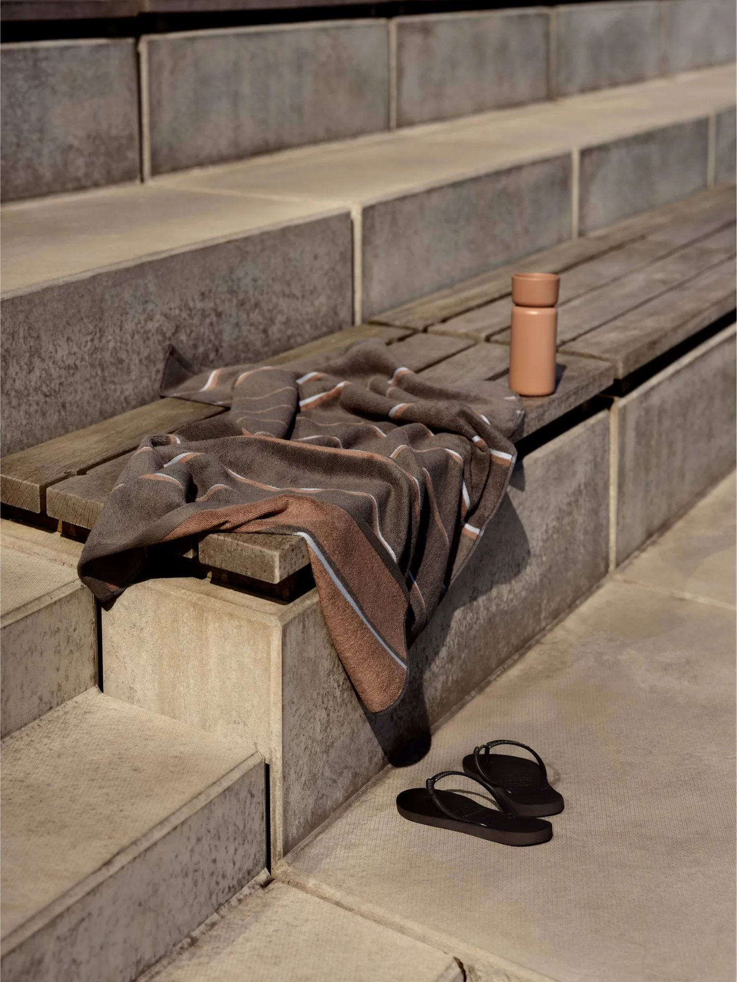 Sauna Handduk, Taupe-camel-sky blue, 70x140 cm Zone Denmark